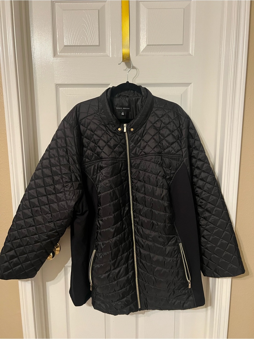 Susan Graver Black Quilted Zip-Front Jacket